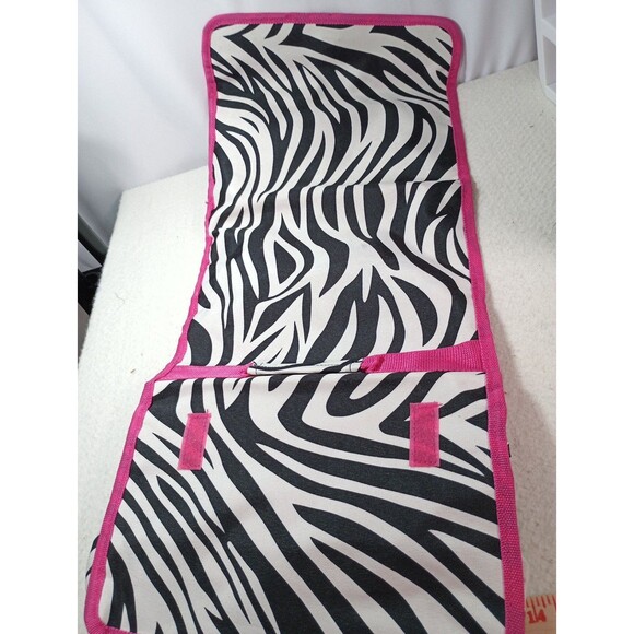 Women’s Hanging Toiletry Travel Bag Zebra Stripe Pink Interior Organizer - Picture 4 of 16